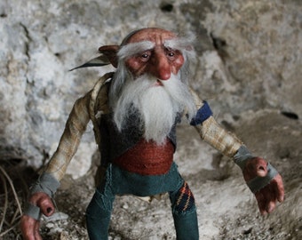 Mark the Wichtlein, Gnome, Goblin, ooak, artdoll, sculpture, poseable, fantasy creature
