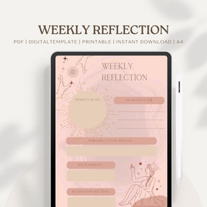 Weekly Reflection, Weekly Reflection Worksheet, Weekly Journal, PDF, Good Notes, Printable