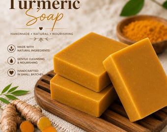 Turmeric Soap | Handmade Tallow Soap | Natural Turmeric Bar Soap | Moisturizing Artisan Soap | Small Batch Skincare | Homemade Soap