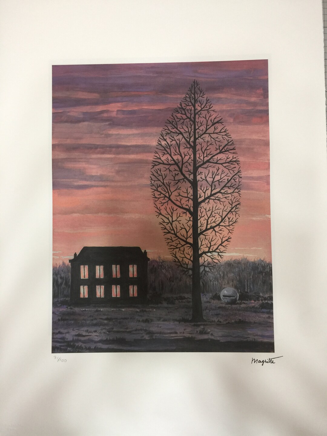 Lithographie Signée René Magritte "Météo Améliorée" - Encadrement Libre, Avec Certificat
