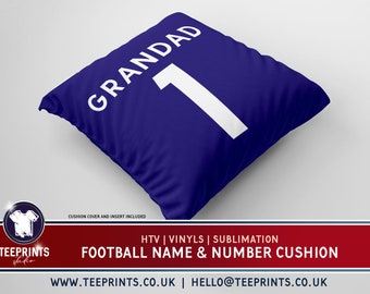 Football Name & Number: Cushion and Cover.