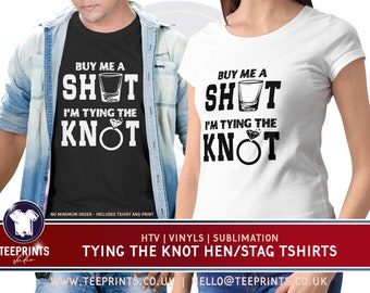 Tying The Knot Hen/Stag Tshirts. Personalised Hen & Stag Tshirts to your requirements. Custom Printed Tshirts