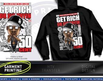 50 Cent Hoodie | Rapper Merchandise | Get Rich or Die Trying | Pop Culture Band Merch | Unisex Music | Gift for Fans