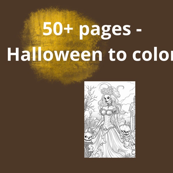 Coloring pages of Halloween princess and prince 50+ pages * Malvorlage Halloween Schönheiten - 50+ Seiten zum Ausmalen!    PNG Dateien