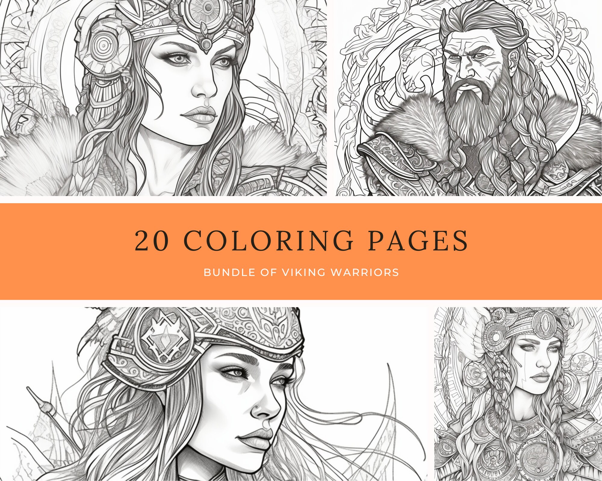 Bundle of Coloring Pages of Viking Warriors - 20 Pages - Etsy