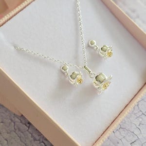 Botanical Earrings and Necklace, Lily of the Valley Silver Set, May Birthday, Symbol of Purity, Nature Inspired, Lily Earrings and Necklace