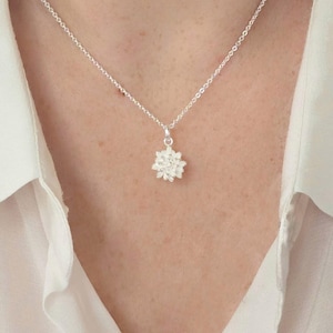 Sterling Silver Chrysanthemum Pendant: November Birth Flower Necklace