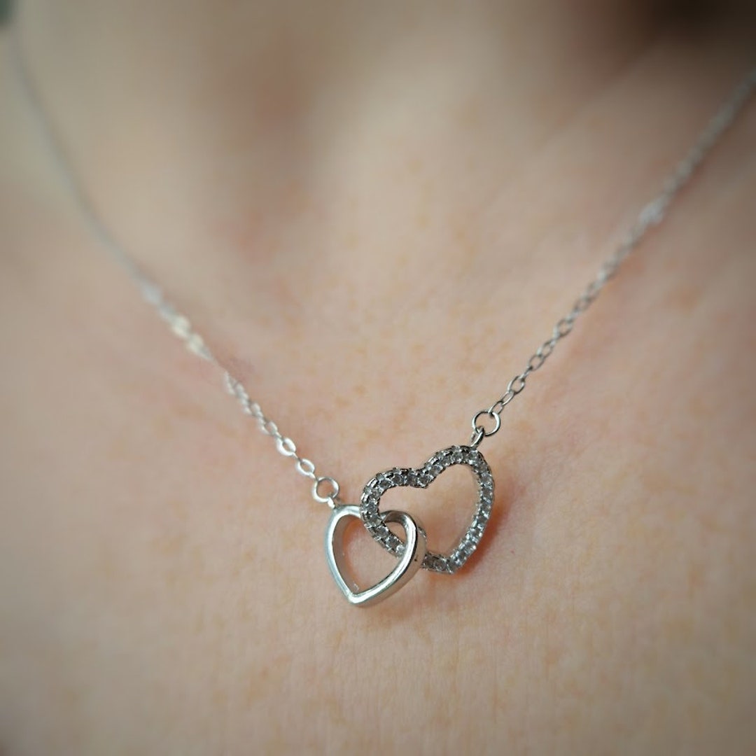 Sterling Silver Heart Pendant With Silver Chain, Cubic