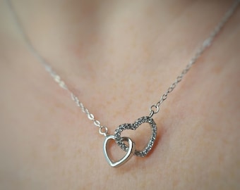 Sterling Silver Heart Pendant With Silver Chain, Cubic