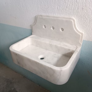 Carrara Marble Sink, White Marble Wall Mount Sink, White Stone Bathroom Sink, White Floating Sink, White Stone Sink, Wall Mount Basin Sink