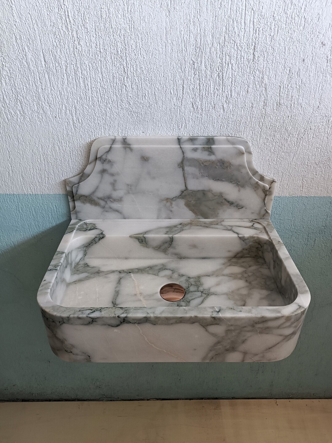 Green Marble Vanity, Stone Sink Wall Mount, Green Sink, Stone Bathroom
