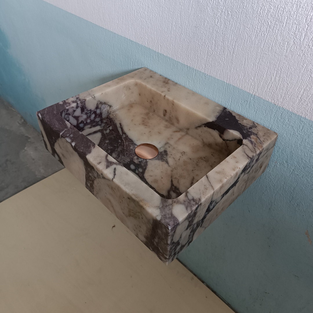 Stone Sink Wall Mount, Small Marble Sink, Stone Bathroom Vanity, Wall Hung Basin, Marble Sink