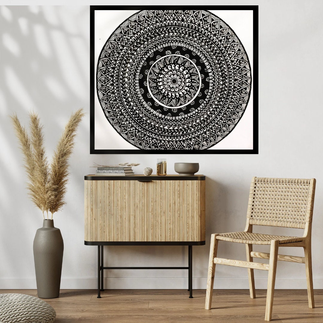 Mandala Art Printable Mandala Art Black&white Mandala Wall Decor Wall
