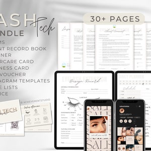 Lash Tech Business Templates Bundle, Lash Client Record Book, Lash Consent Form, Lash Price List, Lash Business Cards, Lash Flyer, Instagram