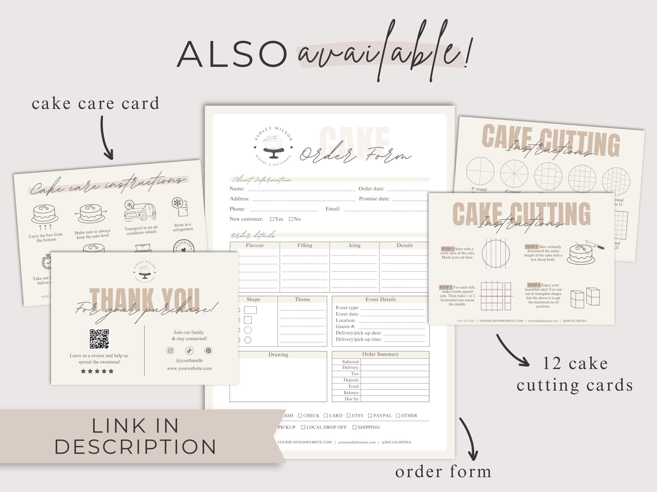 Order Form for Bakery Business, Bakery Order Form, Cake Order Form ...