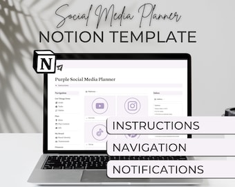 Notion Template Social Media Planner, Content Planner for Social Media Manager, Digital Content Calendar, Content Creator Notion Dashboard