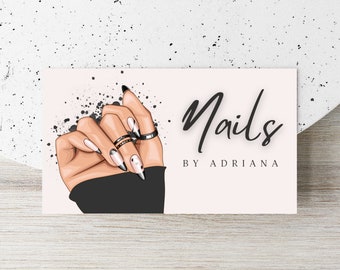 Editable Nail Tech Business Card Template, Nails Calling Card With QR Code, Printable Nail Technician Business Cards, Beauty Salon Design