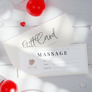 Modèle modifiable de chèque-cadeau de massage, bon cadeau pour massothérapeute à imprimer, carte-cadeau pour spa de beauté, bon de massage pour petite entreprise