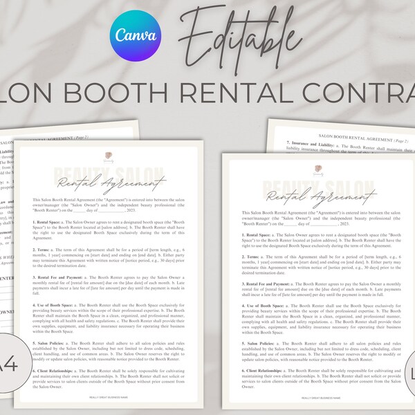 Custom Rent Contract Etsy UK