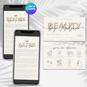 Modern Spray Tan Aftercare Card Template, Aftercare Spray Tan Card, Spray Tanning Business Card, Digital Spray Tan Before and After Care