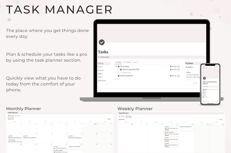 Neutral Notion Goals Tracker Template, Notion Quarterly Goals Planner ...