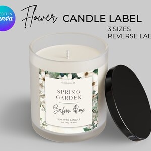 Floral Candle Label Template Canva, Custom Printable Summer Candle Label Design, Personalized Branding Labels, Product Labels, Candle Jar