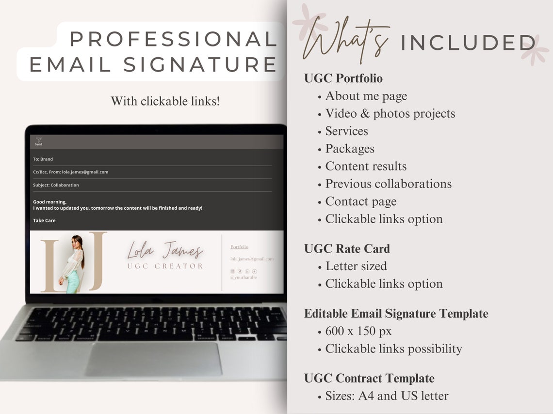 UGC Creator Bundle Starter Kit, UGC Portfolio, Editable UGC Contract ...