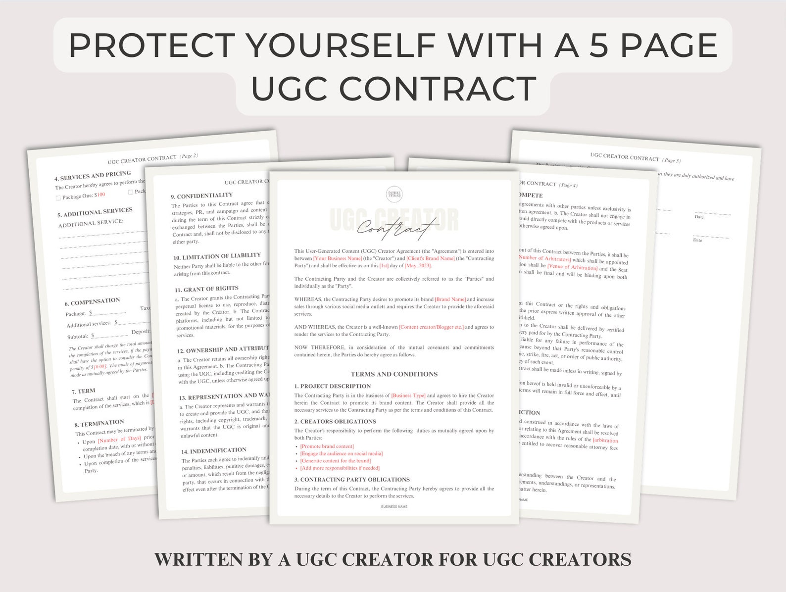 UGC Creator Bundle Starter Kit, UGC Portfolio, Editable UGC Contract ...