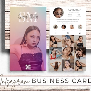 DIY Instagram Business Card Template, Influencer Business Card, IG Business Card Template, QR Code Business Card, Business Card Canva