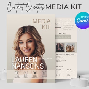 Media Kit Template, 2 Pages Influencer Media Kit, Instagram Rate Card, Modern Blogger Press Kit, Rate Sheet For Podcast Tiktok Facebook