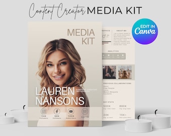 Media Kit Template, 2 Pages Influencer Media Kit, Instagram Rate Card, Modern Blogger Press Kit, Rate Sheet For Podcast Tiktok Facebook