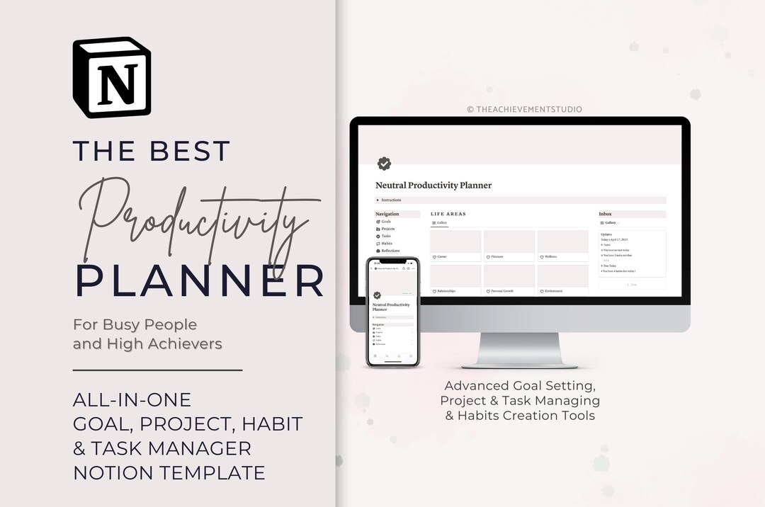 Neutral Notion Goals Tracker Template, Notion Quarterly Goals Planner ...