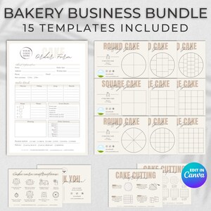 Bundle: Cake Care Card, Bakery Order Form Template, Care Instructions, Cake Cutting Set, Cake Thank You Card, Bakery Business Cards