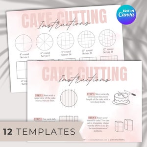 Cake Cutting Guide, Editable Cake Care Card, Cake Serving Guide for Bakery Business, Tiered Cake Instructions Printable, Canva Template