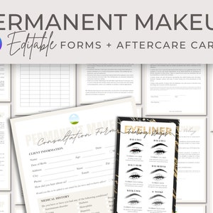 Editable Permanent Makeup Forms, PMU Forms, PMU Consent Form, Lip Blush Consent Forms, Microblading Consent Form, PMU Aftercare Card