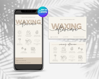Minimalists Waxing Aftercare Card Template, Hair Wax Care Card, Hair Removal Aftercare Instructions, Waxing Aftercare Guide Canva Template