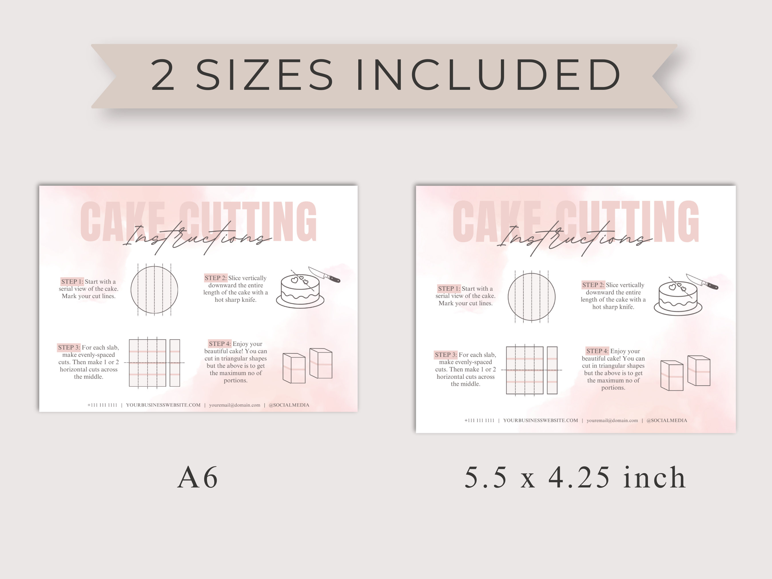 Cake. Serving Guide.pdf Cake Cutting Guide, Editable Cake Care Card, Cake Serving Guide for ...