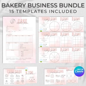 Bundle: Cake Care Card, Bakery Order Form Template, Care Instructions, Cake Cutting Set, Cake Thank You Card, Bakery Business Cards