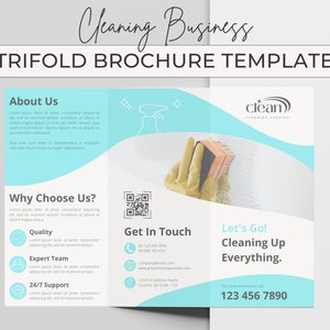 Professional Cleaning Trifold Brochure Template, Cleaning Service Pamphlet Canva, Cleaning Business Leaflet, DIY Cleaning Company Templates