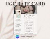 Editable UGC Rate Card Template, Minimalistic UGC Rate Sheet, Modern Media Kit Canva Template, Tiktok Instagram Press Kit, Clickable Links