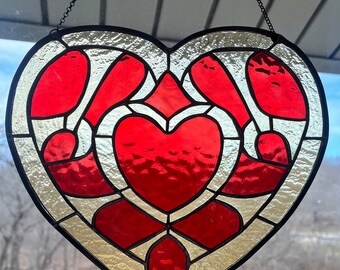 Stained Glass Heart Container Inspired Suncatcher