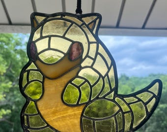 Stained Glass Sandshrew Inspired Suncatcher