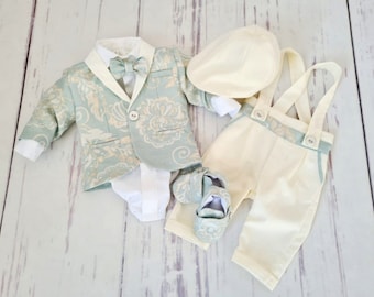 Luxus Brokat Taufanzug: 6-Teiliges Tauf-Outfit