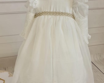 Vestido de batismo para meninas, vestido de batismo para meninas, vestido de cerimônia para meninas, vestido para ocasiões especiais, vestido de batizado, vestido de flor para meninas marfim