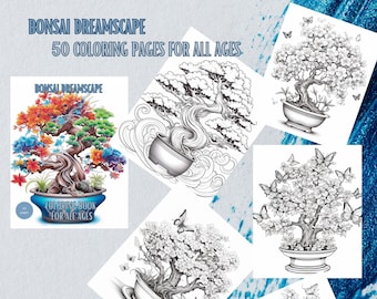 Bonsai Dreamscape Coloring Book: 50 Detailed Pages (PDF Download)