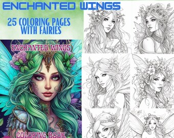 Libro para colorear de Hadas Encantadas: 25 páginas detalladas - Descarga digital