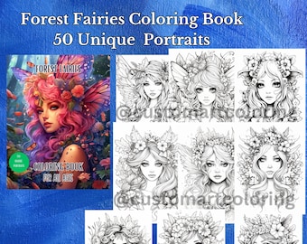 Libro para colorear de hadas del bosque: 50 retratos únicos (Descarga PDF)