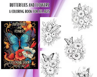 Butterfly & Flower Coloring Book: 50 Butterfly and Flowers Unique Designs (PDF Download)
