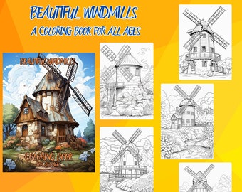 Libro para colorear de molinos de viento: 50 páginas detalladas