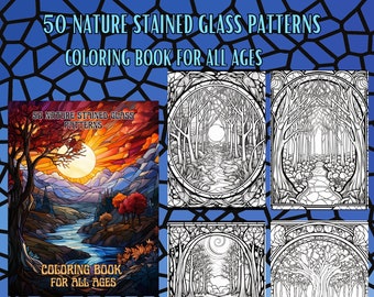 Libro para colorear de vitrales de la naturaleza: 50 patrones intrincados (PDF)